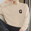 Sudadera Pesada de Cuello Redondo de 320 g Moda para Hombre Joker forrado de vellón Cálido Jersey Ropa sin Gorro Camiseta Blanca de Manga Larga