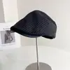 Boné de Baseball Retro Listrado para Mulheres, Nova Moda de Outono Versátil, Boina Elegante para Afinar o Rosto