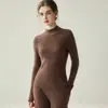 Suéter de una sola pieza 100% cachemira para mujer, cuello semi-alto, suéter de punto ajustado, estilo otoño e invierno