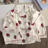 Pijama Fino Infantil 2026 Nuevo Estilo Cárdigan de Verano para Niñas Manga Corta Algodón Nube Lindo Conjunto de Tres Piezas para Dormitorio Estudiantil