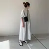 Vestido Japonês 2023 Verão Novo Feminino Cor Sólida Gola Saia Solta Elegante Saia Evasê Saia Midi