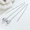 Joyería Coreana Popular Pendientes de Aro con Gancho de Oreja de Circonita Austriaca Pendientes Largos de Borla de Diamante de Cristal de Moda Pendientes para Mujer