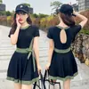 Traje de baño de una pieza Estilo Ins Coreano para Mujer Color Sólido Sexy Ajustado que Favorece y Cubre el Cuerpo para Vacaciones y Natación en Aguas Termales
