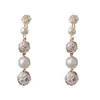 Brincos de Franja com Bola de Pérola e Zircônia Versáteis de Luxo Leve de Alta Qualidade para Mulheres, Brincos Personalizados Exquisitos da Moda Super Brilhantes Atacado