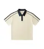 [Procesamiento Personalizado] Camisa Polo Ropa de Trabajo, Holgada y Moderna, Bloques de Color, Manga Corta Rayada para Hombre con Cuello Campana