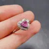 Anel de Safira Rosa Natural Transfronteiriço Acessórios Femininos Nicho Alta Qualidade Joias de Prata 925 5*5 Venda Direta da Fábrica de Joias