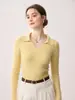 26 Nueva Temporada Otoño/Invierno Cuello Polo 100% Cachemir Puro Manga Larga Ajustado Simple Prendas de Punto Base