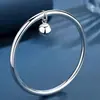 Pulseira de Bola Sino Polido 99,99% Prata Pura para Mulheres, Simples Fechada Sólida Fresca Elegante Feita à Mão Venda Direta