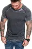 Nueva Camiseta Casual para Hombre con Textura Arrugada de Color Sólido Camiseta Casual Deportiva de Moda de Manga Corta Verano