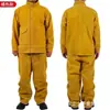 Roupa de Soldagem de Couro de Duas Camadas Vaca Masculina Roupas de Soldagem Anti-Escaldante e à Prova de Fogo Roupas de Proteção do Trabalho Macacão de Trabalho Dividido Roupas de Couro Atacado