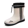 Zapatos impermeables para hombre, botas de lluvia para hombre, botas de lluvia antideslizantes resistentes al desgaste, para las cuatro estaciones, zapatos de goma de caña corta para hombre adulto, con cubrezapatos de algodón para trabajo cálido