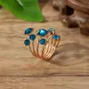 Anel Decorativo de Pedra Preciosa de Cristal, Anel de Mola Grande Exagerado Estilo Europeu e Americano, Joia Original, Peça Única Atacado