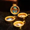 Colar Banhado a Ouro com Cravação de Diamantes Caixa de Pintura Thangka em Latão Mahakala Zakhila Ram Thangka da Tara Verde Pingente