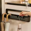 Estante para guardar paraguas, paragüero, soporte de pared para paraguas, estante de pared para entrada de casa, perchero para paraguas con ganchos