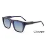 Gafas de Sol de Moda Cuadradas de Acetato Estilo Europeo y Americano, Gafas de Sol Lisas Populares para Mujer, Gafas de Sol Polarizadas Sencillas