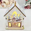 Decoraciones Navideñas Transfronterizas Adornos de Escritorio Cabaña Luminosa Estilo Nórdico Casa Pequeña de Madera Adornos Navideños