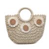 Bolso de Mano Versátil de Moda Tejido de Paja Semicircular Nuevo Bolso Tejido de Gran Capacidad Estilo Vacacional Bolso de Playa Cesta de Verduras de Mano