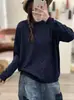 Outono Inverno 2026 Novo Suéter Jacquard Vazado Lã Gola Meio Alta Manga Longa Tricô Solto Top Básico Feminino