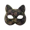 Máscara Facial de Gato para Halloween Máscara con Patrón de Mascarada accesorio de Disfraz para Fiesta Máscara para Ojos de Media Cara Mujer
