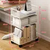 Escritorio móvil con almacenamiento, estantería de pie, carrito para libros para aula con ruedas, estantería simple para estudiantes para organizar libros