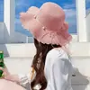 Sombrero de Paja Tejido de Ala Ancha para Protección Solar de Verano Transfronterizo Sombrero de Playa con Lazo para Vacaciones en la Costa Sombrero para el Sol para Mujeres