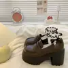 Sapatos Mary Jane de Salto Grosso para Mulheres 2026 Outono Estilo Britânico Sapatos Pequenos de Couro com Solado Grosso Mocassins que Aumentam a Altura Sapatos JK Japoneses
