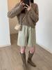 Pantalones cortos de cuero PU para mujer, otoño e invierno, corte A, cintura alta, adelgazantes, holgados, de pierna ancha, ropa exterior, pantalones cortos casuales versátiles