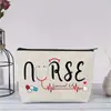 Nova Bolsa de Maquiagem à Prova d'Água de Linho Mais Vendida para Professores Bolsa Clutch Bolsa de Higiene Pessoal Pequena Bolsa de Tecido para Armazenamento