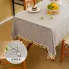 Mantel Transfronterizo de Algodón y Lino Estilo Japonés Impermeable Color Sólido Sencillo Mantel para Mesa de Café Tela Rectangular para Cubrir Mesa del Hogar