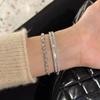 Lujo Ligero Sentido de Alta Gama Plata Diamante Completo Diamante Cuadrado Pulsera de Mano Hao Inserto Diamante Rai Exquisito Industria Pesada Lujo Elegante Moda Pulsera