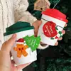 Natal Outono e Inverno Tendência Ano Novo Desenho Animado Descartável Chá de Leite Café Copo Elástico Esticável Cartão Etiqueta Manga para Copo