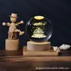 Bola de Cristal Esculpida em 3D Transfronteiriça Luminosa Luz Noturna Sistema Solar Suporte de Lâmpada de Madeira Maciça Enfeites Luz Noturna Quente Presente
