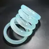 Pulsera de Jade Azul Cielo Transparente Natural Tonos Azul Claro Hielo-Húmedo Versión Ancha Forma Redonda Pulsera de Mujer Fresca Simple Elegante Estilo Chino Pulsera de Jade