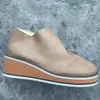 Nuevas botas cortas de otoño e invierno para comercio transfronterizo, zapatos de mujer de talla grande, estilo europeo y americano, punta redonda, suela gruesa, tacón de cuña, cremallera lateral, botas casuales