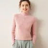 Tricô Básico 100% Caxemira Pura com Gola Alta Curta para Mulheres, Roupa de Trabalho Macia e Sedosa, Camada Interna Diária e Tricô Base