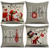 Capas de almofada de Natal outono e inverno transfronteiriças, capas de almofada de sofá, almofadas decorativas de linho estampadas, atmosfera de Natal no atacado