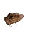 Versión de Cuero Suave~2025 Maillard Retro Cuadrado Plano Puntera Cuadrada Zapatos de Entrenamiento Alemanes Zapatillas Casuales Versátiles Zapatos de Nicho Forrest Gump para Mujer
