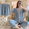 Comercio exterior verano tres piezas pijama con lazo versión coreana para mujer suelto microempresa rojo online en vivo ropa de casa femenina al por mayor