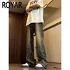 Jeans Jacquard Retrô Masculino Inverno Novo Calça Reta Streetwear Americano Ins Solta Casual