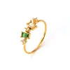 Anillo Geométrico Vintage Colorido de Circonita para Mujer, Venta Caliente Transfronteriza, Oro de 18 Quilates, No se Desvanece, Joyería de Acero de Titanio de Gama Alta de Nicho
