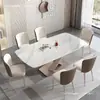 Juego de mesa y sillas de comedor minimalista de pizarra estilo italiano, mesa de comedor moderna simple de lujo ligero para apartamentos pequeños, mesa de comedor rectangular estilo occidental para uso doméstico