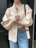Jaqueta Suéter Estilo Preguiçoso para Mulheres 2026 Outono e Inverno Novo Estilo Coreano Cor Lisa Gola Alta Zíper Cardigã Tricotado Top