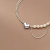 Pulsera Cadena Love Perla Love Rocky Plata S925 Joyería de Mano para Mujer con Forma de Corazón Pequeño Fresco Coreano Lote S4756