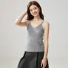 Outono Inverno Camisola Simples de Caxemira Cor Sólida Alça Fina Colete Camiseta Feminino Camada Base Quente Sem Mangas Solto Top Interno