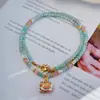 Collar con Colgante de Esmalte Jixiang y Piedra Natural para Mujer, Cadena de Clavícula Ligera de Lujo Nicho de Verano, Joyería de Cadena para el Cuello con Perlas de Alta Gama