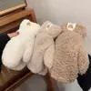 Manoplas de Lana de Cordero Cálidas de Invierno Moda Coreana Forro Polar Engrosado A Prueba de Frío Colgantes del Cuello Etiqueta de Oso Lindas Modernas