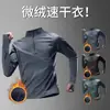 Camisetas de Running para Hombre para Invierno, Camisetas Base Deportivas Cálidas de Microterciopelo de Secado Rápido, Ropa de Entrenamiento con Media Cremallera, Aislamiento Térmico para Otoño e Invierno