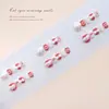 Uñas postizas hechas a mano, prefabricadas, con diseños de corazones calados, estrellas, conejito lindo y moño, uñas postizas para niños dulces y removibles, 30 piezas