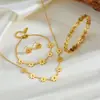 Acero de Titanio Joyería de Flores Acero Inoxidable Anillo Multi-Crisantemo Margarita Pendientes Pulsera Collar Anillo de Acero de Titanio para Mujeres