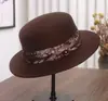 Sombrero de Lana de Ala Plana Estilo Hepburn con Estampado Paisley Francés para Hombres y Mujeres, Sombrero Retro Jazz de Socialité Británica para Otoño e Invierno